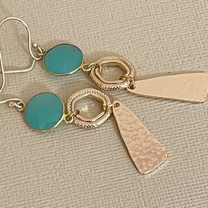 Aqua Chalcedony Drop Earrings – Pierced or Clip On, 3” Statement Dangle Jewelry